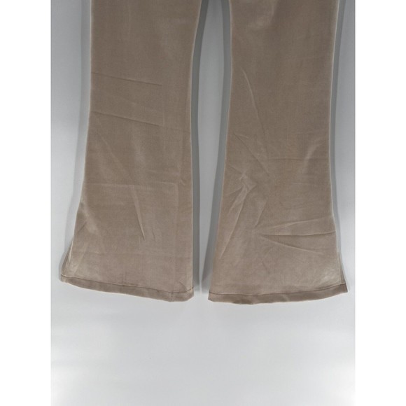 Pretty Little Thing Stone Bonded Suede Flare Trousers Size US 6 - Picture 3 of 7